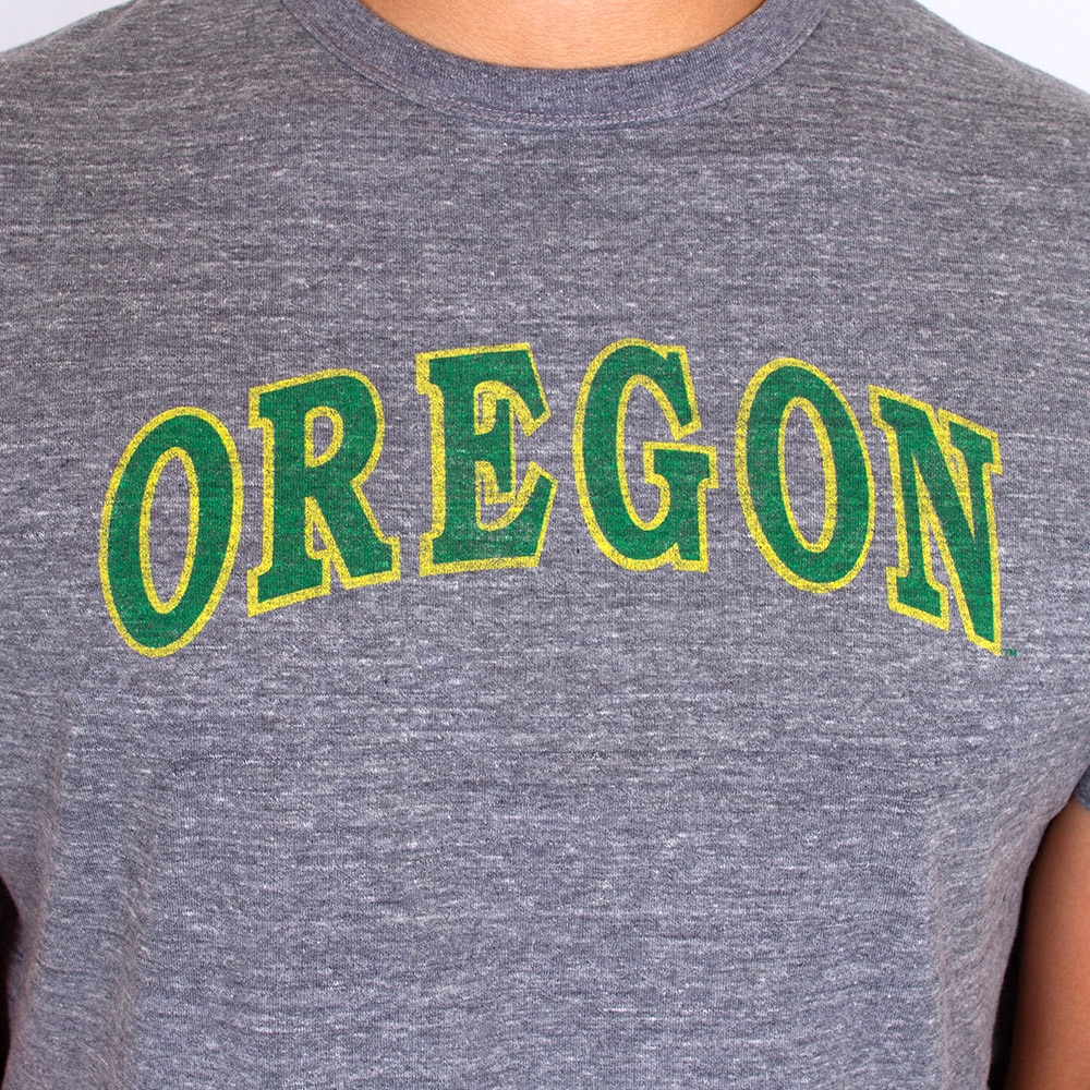 Arched Oregon, League, Grey, Crew Neck, Tri-blend, Men, Unisex, Victory Falls, T-Shirt, 838052